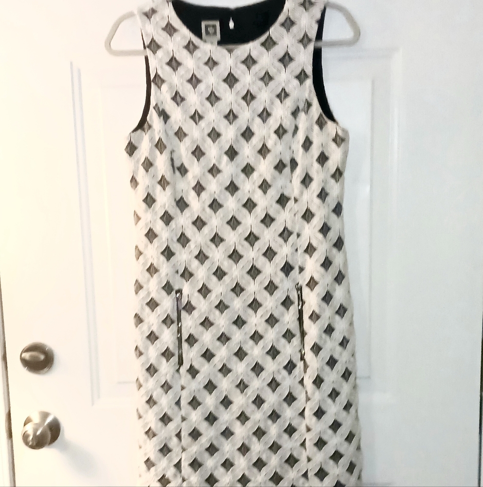Anne Klein Women's Navy Blue And White Sleeveless Dress Size 12 - Picture 9 of 10